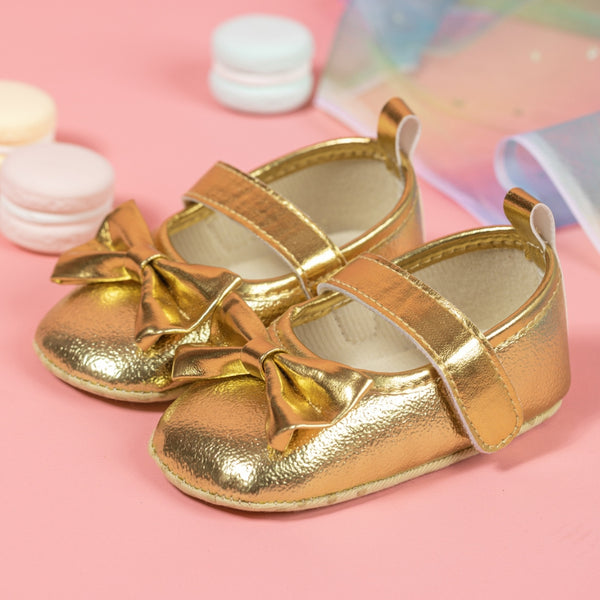 6 To 12 Months Newborn Baby Girls Belly Shoe Anti-Slip Sandal Booties (Gold)-BT4636