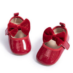 6 To 12 Months Newborn Baby Girls Belly Shoe Partywear Anti-Slip Sandal Booties (Red)-BT4637