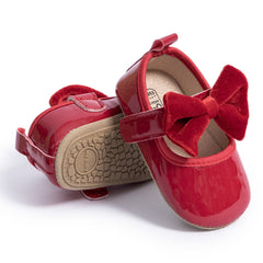 6 To 12 Months Newborn Baby Girls Belly Shoe Partywear Anti-Slip Sandal Booties (Red)-BT4637