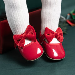 6 To 12 Months Newborn Baby Girls Belly Shoe Partywear Anti-Slip Sandal Booties (Red)-BT4637