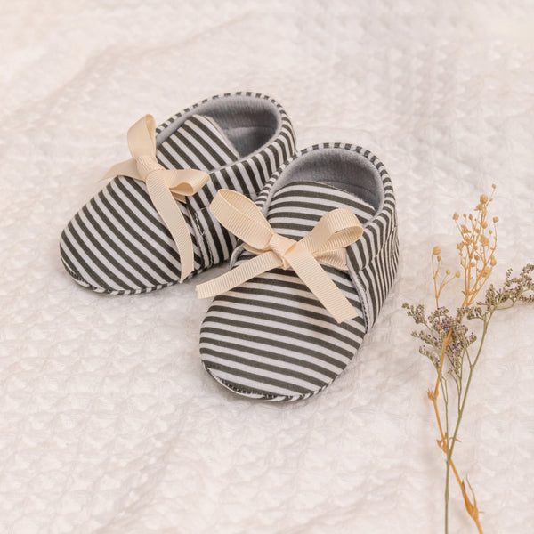 6 to 12 Months Baby Girls Shoes,Infant Non Slip Sole Cotton Bow Design Slip On Booties (Green)-BT4639