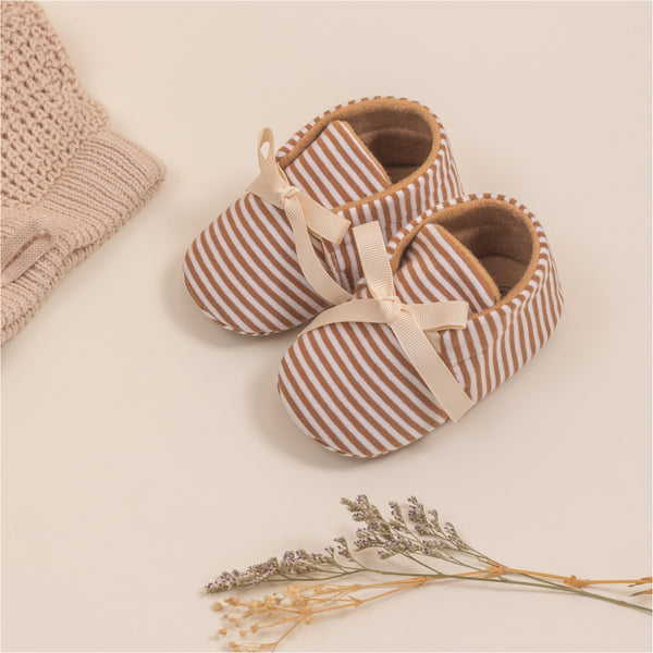 6 to 12 Months Baby Girls Shoes,Infant Non Slip Sole Cotton Bow Design Slip On Booties (Brown)-BT4641