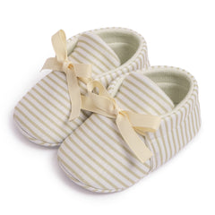 6 to 12 Months Baby Girls Shoes,Infant Non Slip Sole Cotton Bow Design Slip On Booties (Beige)-BT4642