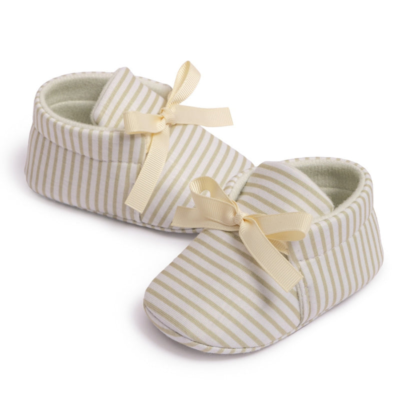 6 to 12 Months Baby Girls Shoes,Infant Non Slip Sole Cotton Bow Design Slip On Booties (Beige)-BT4642