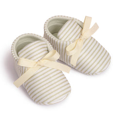 6 to 12 Months Baby Girls Shoes,Infant Non Slip Sole Cotton Bow Design Slip On Booties (Beige)-BT4642