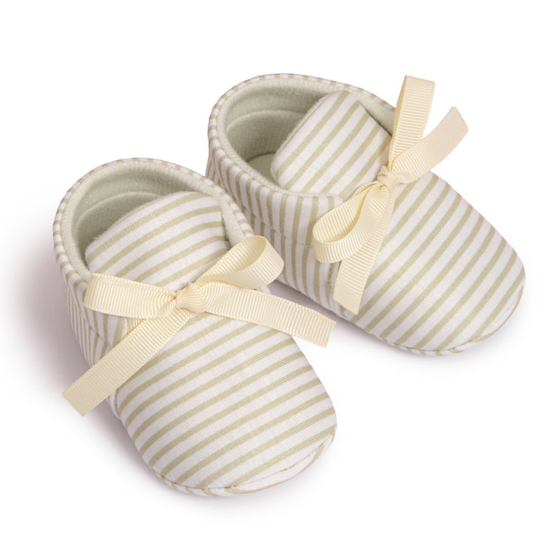 6 to 12 Months Baby Girls Shoes,Infant Non Slip Sole Cotton Bow Design Slip On Booties (Beige)-BT4642
