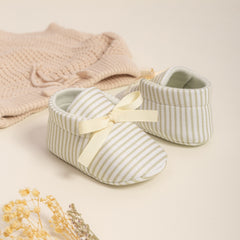 6 to 12 Months Baby Girls Shoes,Infant Non Slip Sole Cotton Bow Design Slip On Booties (Beige)-BT4642