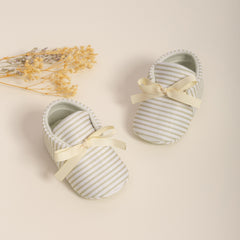 6 to 12 Months Baby Girls Shoes,Infant Non Slip Sole Cotton Bow Design Slip On Booties (Beige)-BT4642