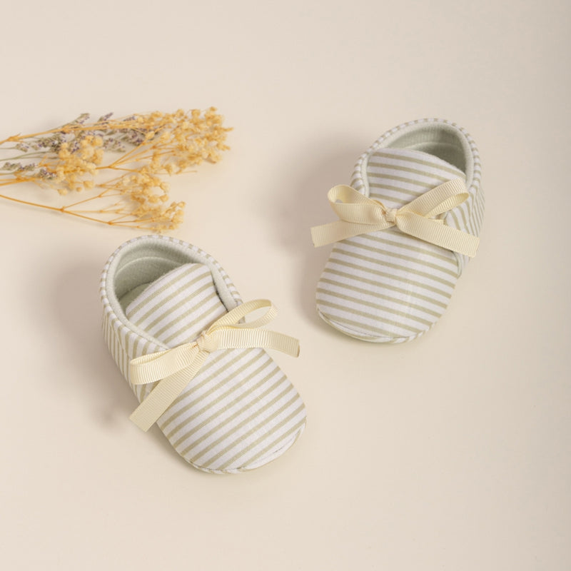 6 to 12 Months Baby Girls Shoes,Infant Non Slip Sole Cotton Bow Design Slip On Booties (Beige)-BT4642