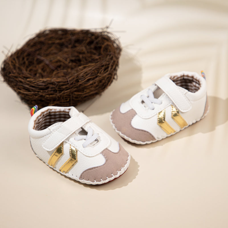 6 to 12 Months Baby Boys & Girls Synthetic Leather Shoes,Infant Non Slip Velcro Booties (Pink,White)-BT4647