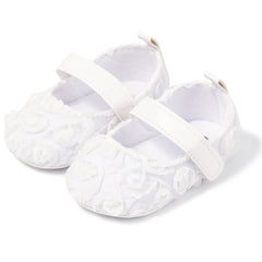 6 To 12 Months Newborn Baby Girls Belly Shoe Partywear Anti-Slip Sandal Booties (White)-BT4649