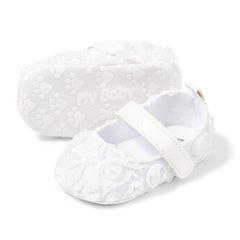 6 To 12 Months Newborn Baby Girls Belly Shoe Partywear Anti-Slip Sandal Booties (White)-BT4649