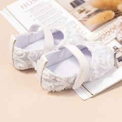 6 To 12 Months Newborn Baby Girls Belly Shoe Partywear Anti-Slip Sandal Booties (White)-BT4649