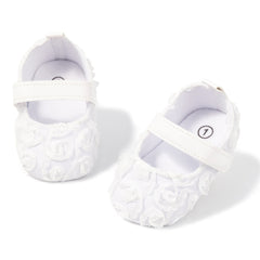 6 To 12 Months Newborn Baby Girls Belly Shoe Partywear Anti-Slip Sandal Booties (White)-BT4649