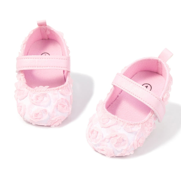 6 To 12 Months Newborn Baby Girls Belly Shoe Partywear Anti-Slip Sandal Booties (Pink)-BT4650