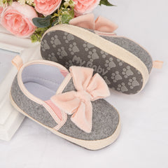 6 to 12 Months Baby Boys & Girls Canvas Shoes,Infant Non Slip Sole Slip-On Booties (Grey)-BT4652