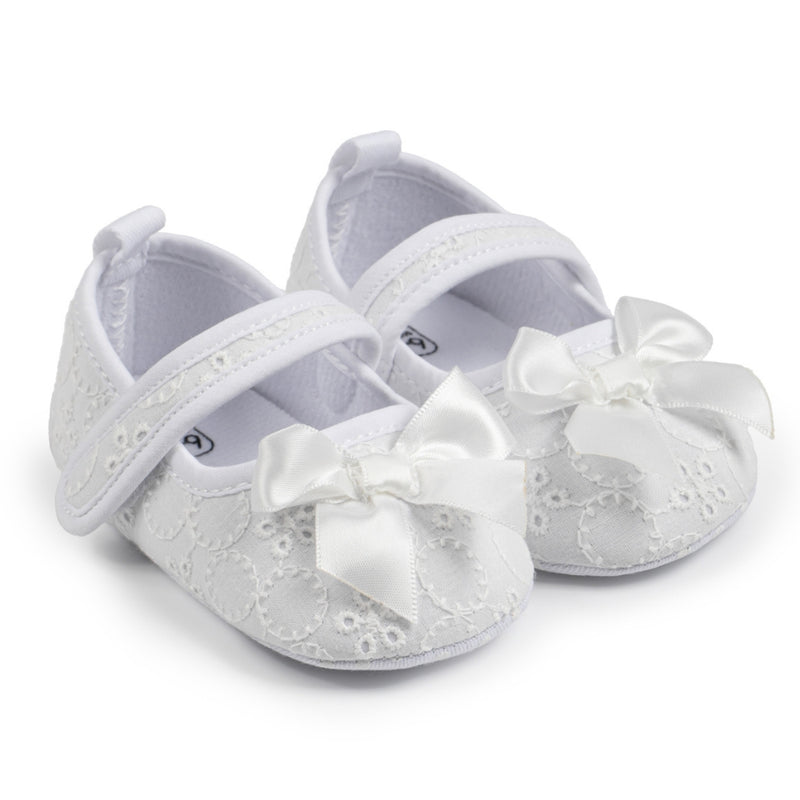 6 To 12 Months Newborn Baby Girls Belly Shoe Partywear Anti-Slip Sandal Booties (White)-BT4657