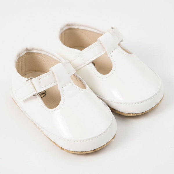 6 to 12 Months Baby Girls Shoes,Infant Non Slip Soft Sole Sneakers, Velcro Booties (White)-BT4658