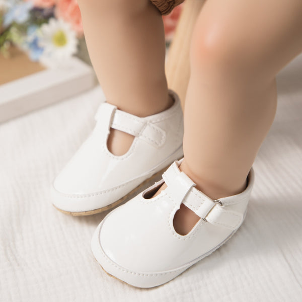 6 to 12 Months Baby Girls Shoes,Infant Non Slip Soft Sole Sneakers, Velcro Booties (White)-BT4658