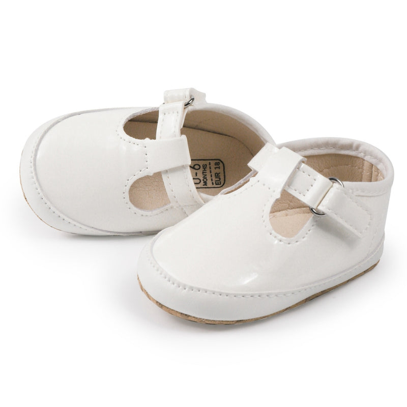 6 to 12 Months Baby Girls Shoes,Infant Non Slip Soft Sole Sneakers, Velcro Booties (White)-BT4658