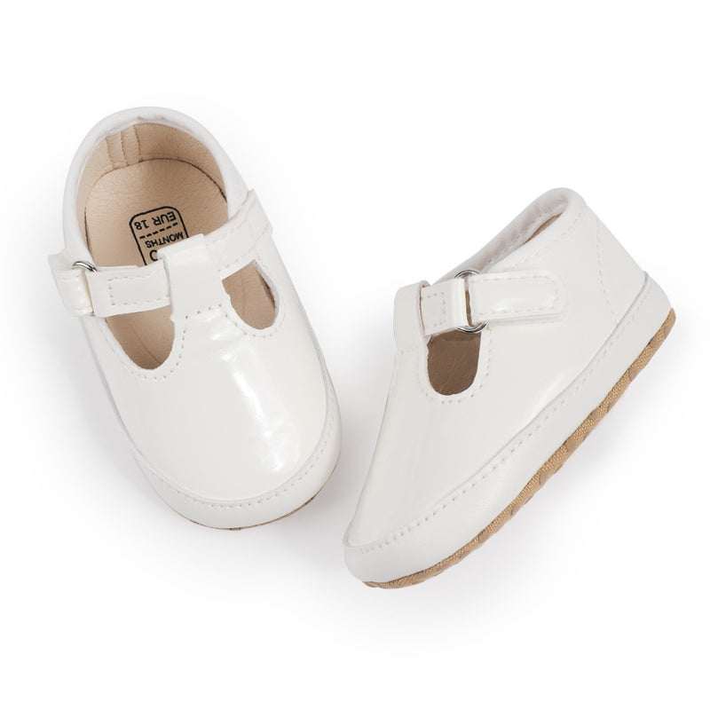6 to 12 Months Baby Girls Shoes,Infant Non Slip Soft Sole Sneakers, Velcro Booties (White)-BT4658