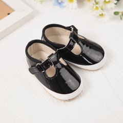 6 to 12 Months Baby Girls Shoes,Infant Non Slip Soft Sole Sneakers, Velcro Booties (Black)-BT4659