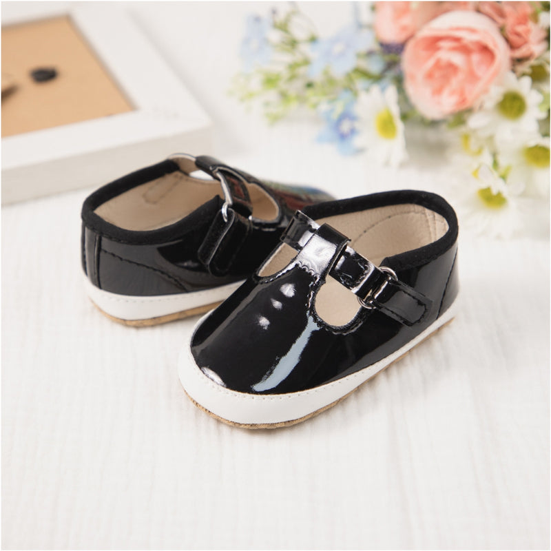 6 to 12 Months Baby Girls Shoes,Infant Non Slip Soft Sole Sneakers, Velcro Booties (Black)-BT4659