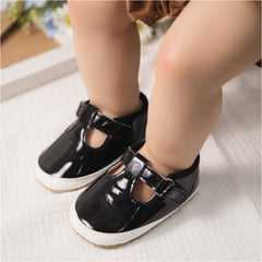 6 to 12 Months Baby Girls Shoes,Infant Non Slip Soft Sole Sneakers, Velcro Booties (Black)-BT4659