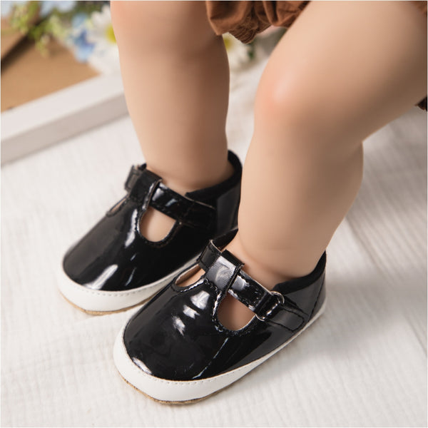6 to 12 Months Baby Girls Shoes,Infant Non Slip Soft Sole Sneakers, Velcro Booties (Black)-BT4659