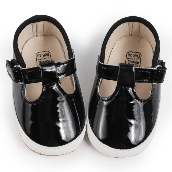 6 to 12 Months Baby Girls Shoes,Infant Non Slip Soft Sole Sneakers, Velcro Booties (Black)-BT4659