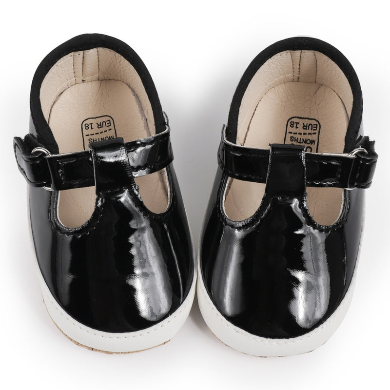 6 to 12 Months Baby Girls Shoes,Infant Non Slip Soft Sole Sneakers, Velcro Booties (Black)-BT4659