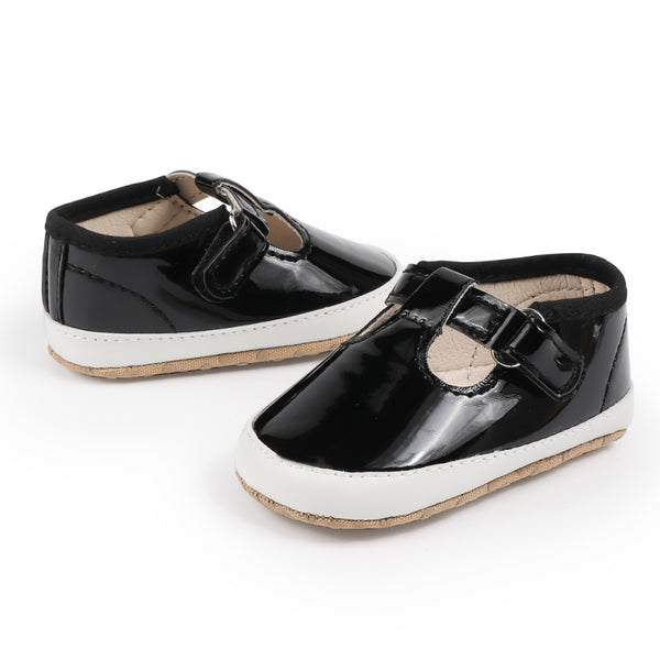 6 to 12 Months Baby Girls Shoes,Infant Non Slip Soft Sole Sneakers, Velcro Booties (Black)-BT4659