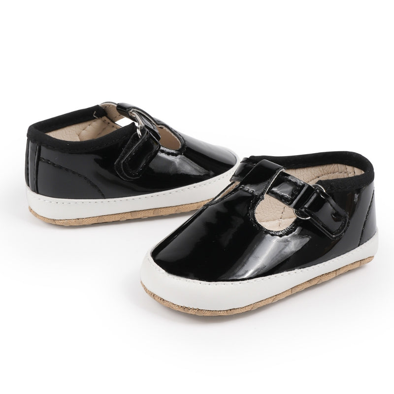 6 to 12 Months Baby Girls Shoes,Infant Non Slip Soft Sole Sneakers, Velcro Booties (Black)-BT4659