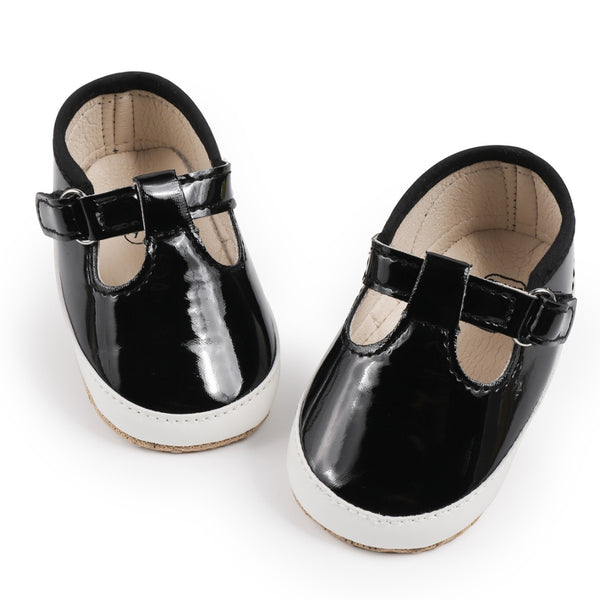 6 to 12 Months Baby Girls Shoes,Infant Non Slip Soft Sole Sneakers, Velcro Booties (Black)-BT4659