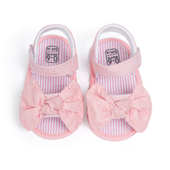 6 to 12 Months Baby Girls Anti-Slip Bow Pattern Hook & Loop Sandal (Pink)-BT4667