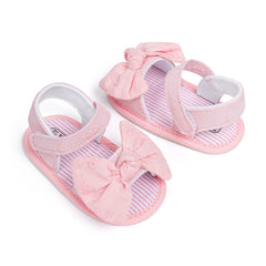 6 to 12 Months Baby Girls Anti-Slip Bow Pattern Hook & Loop Sandal (Pink)-BT4667