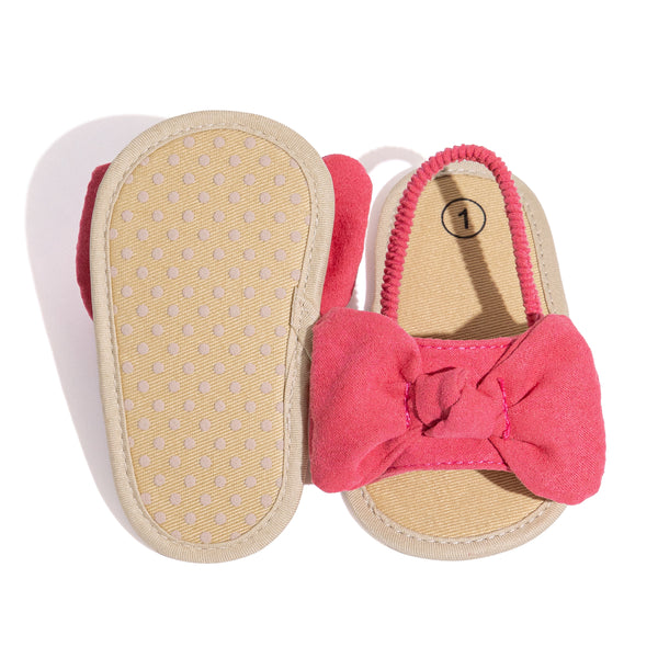 Neska Moda 6 to 12 Months Baby Girls Anti-Slip Bow Pattern Sling Back Closure Sandal (Red)-BT4676