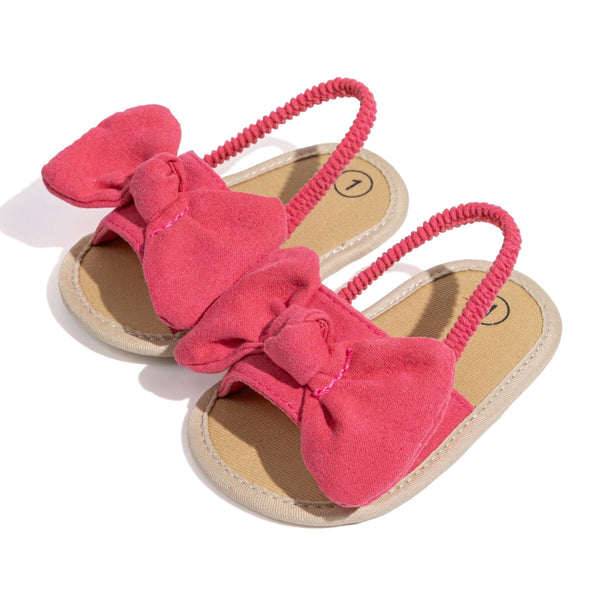 Neska Moda 6 to 12 Months Baby Girls Anti-Slip Bow Pattern Sling Back Closure Sandal (Red)-BT4676