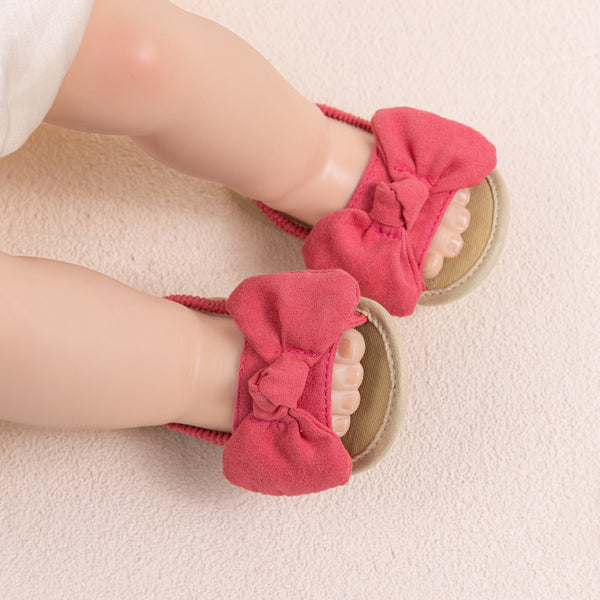 Neska Moda 6 to 12 Months Baby Girls Anti-Slip Bow Pattern Sling Back Closure Sandal (Red)-BT4676