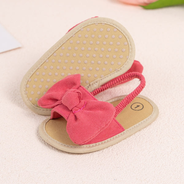 Neska Moda 6 to 12 Months Baby Girls Anti-Slip Bow Pattern Sling Back Closure Sandal (Red)-BT4676