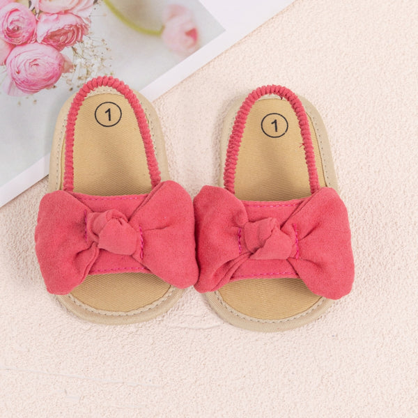 Neska Moda 6 to 12 Months Baby Girls Anti-Slip Bow Pattern Sling Back Closure Sandal (Red)-BT4676