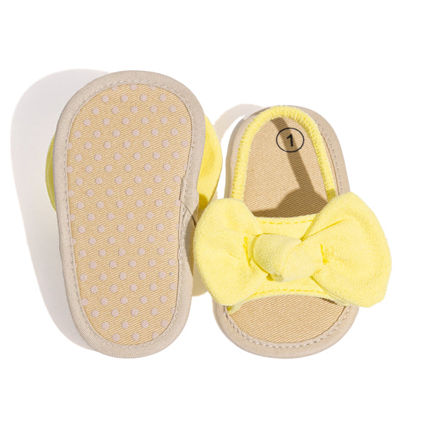 Neska Moda 6 to 12 Months Baby Girls Anti-Slip Bow Pattern Sling Back Closure Sandal (Yellow)-BT4677