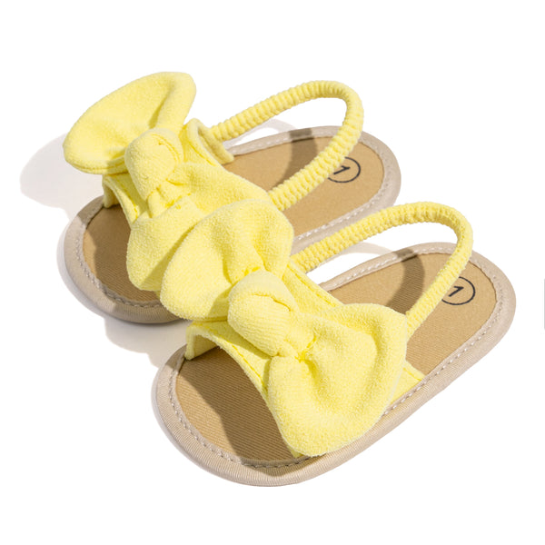 Neska Moda 6 to 12 Months Baby Girls Anti-Slip Bow Pattern Sling Back Closure Sandal (Yellow)-BT4677