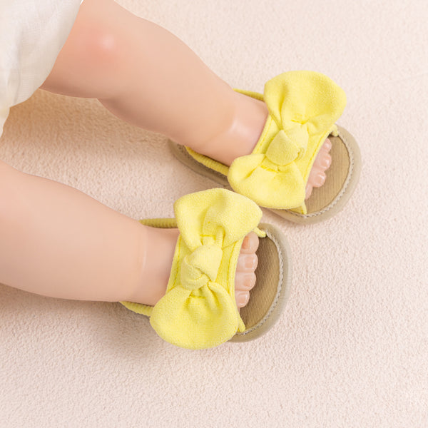 Neska Moda 6 to 12 Months Baby Girls Anti-Slip Bow Pattern Sling Back Closure Sandal (Yellow)-BT4677
