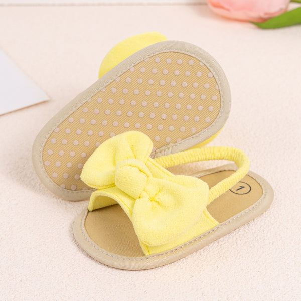Neska Moda 6 to 12 Months Baby Girls Anti-Slip Bow Pattern Sling Back Closure Sandal (Yellow)-BT4677