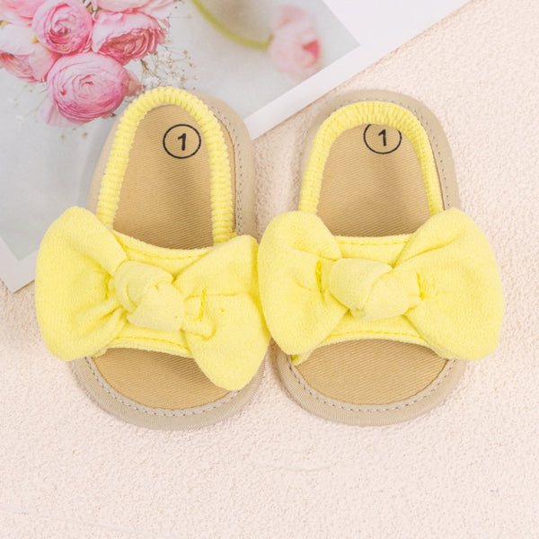 Neska Moda 6 to 12 Months Baby Girls Anti-Slip Bow Pattern Sling Back Closure Sandal (Yellow)-BT4677