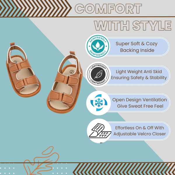 6 to 12 Months Baby Boys & Girls Shoes,Infant Non Slip Booties (Brown)-BT4681