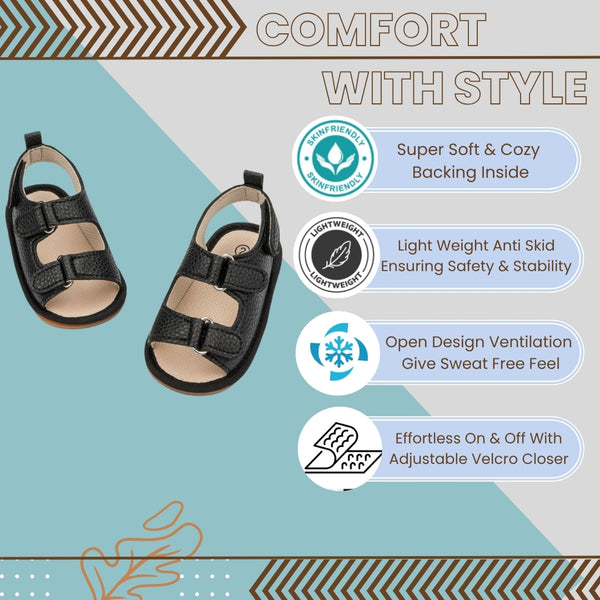 6 to 12 Months Baby Boys & Girls Shoes,Infant Non Slip Booties (Black)-BT4682