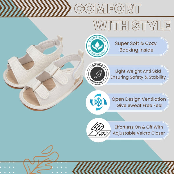 6 to 12 Months Baby Boys & Girls Shoes,Infant Non Slip Booties (White)-BT4683