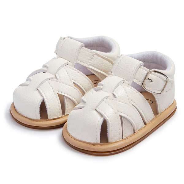 6 to 12 Months Baby Girls Anti-Slip Gladiator Design Hook & Loop Sandal (White)-BT4688